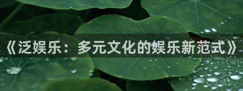 必发集团网站app：《泛娱乐：多元文化的娱乐新范式》
